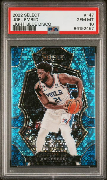 2022 Panini Select Light Blue Disco Joel Embiid #147 /99 PSA 10