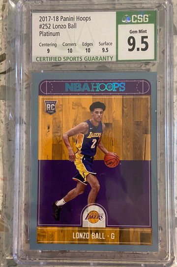 2017-18 Panini Hoops Lonzo Ball Platinum 9.5 Gem Mint