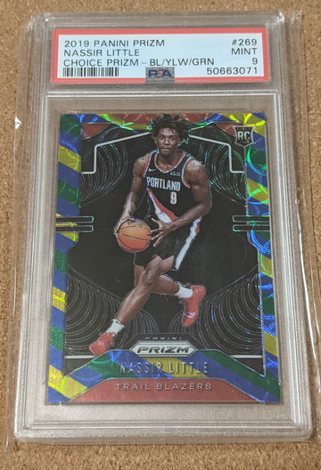 2019-20 Prizm Choice 🏀 Nassir Little Blue Yellow Green Rookie Blazers RC PSA 9