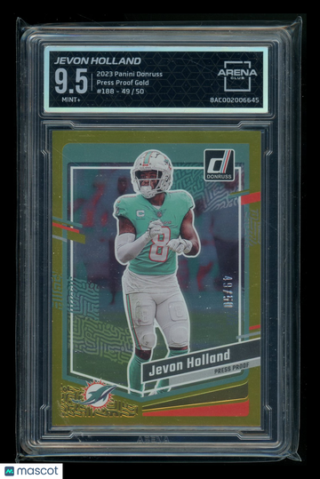 2023 Panini Donruss Press Proof Gold Jevon Holland #188 /50 Arena Club 9.5