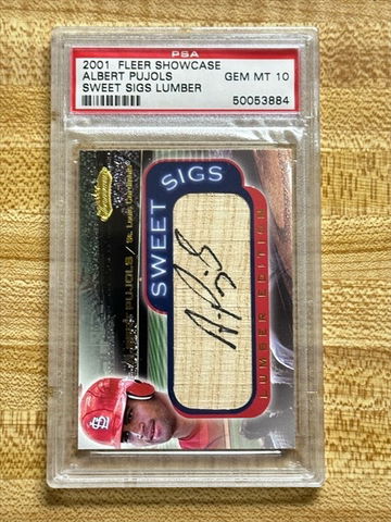 2001 Fleer Showcase Sweet Sigs Lumber Albert Pujols Rookie PSA 10 Gem Mint pop 1