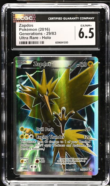 2016 Pokémon XY Generations Full Art Zapdos #29/83 Holo CGC 6.5