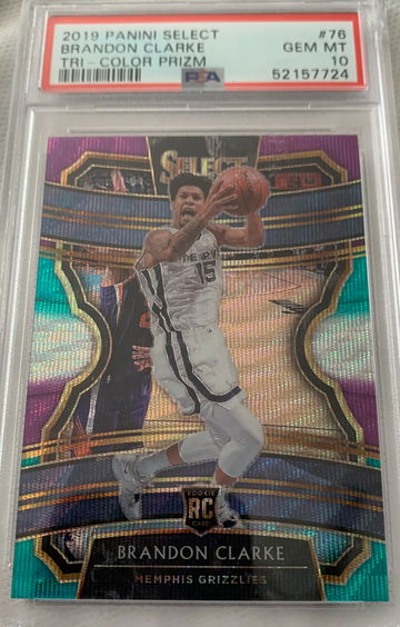 2019-20 Panini Select Tri Color Prizm Brandon Clarke RC - PSA 10 Gem Mint