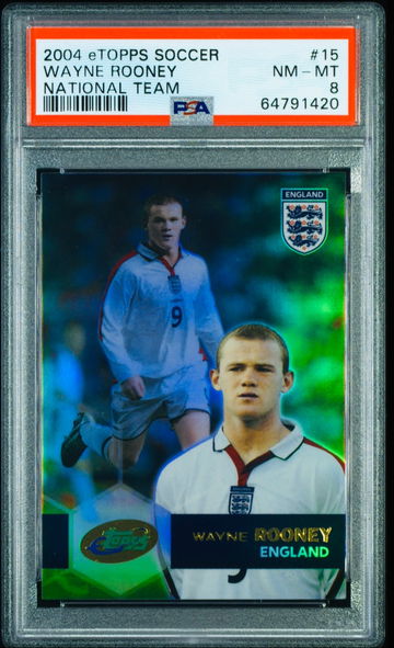 2004 ETOPPS Wayne Rooney #15 England National Team World Cup Rookie RC PSA 8