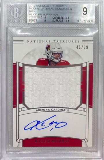 2019 National Treasures Kyler Murray RPA /99 RC BGS 9 Mint + 9.5x2 & 9x2 and 10 Auto ( Highest Graded )
