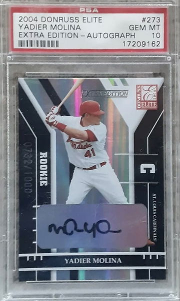 2004 Donruss Elite Yadier Molina Extra Edition Auto RC PSA 10 Gem Mint *pop 12