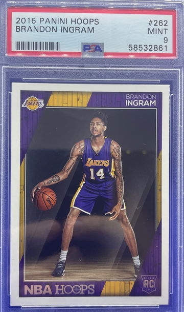 2016-17 Panini NBA Hoops #262 Brandon Ingram LA Lakers RC Rookie PSA 9