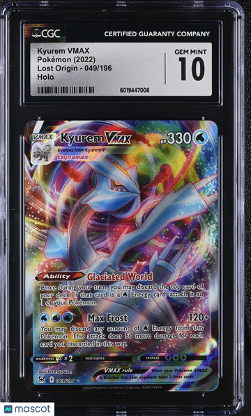 2022 Pokémon Lost Origin Kyurem VMAX Holo CGC 10 #049/196