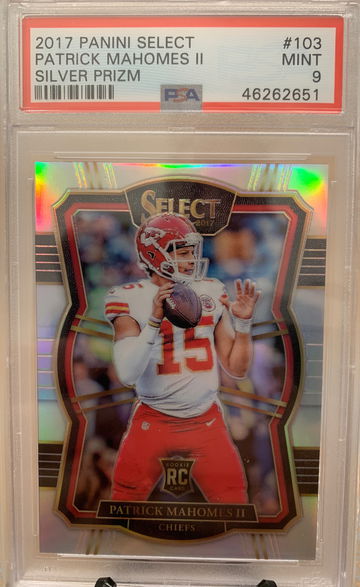 2017 Select Silver Prizm Patrick Mahomes Premier Rookie PSA 9 Mint