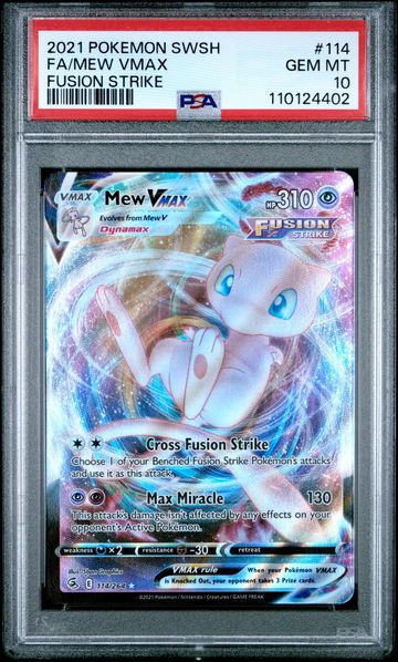 2021 Pokemon Sword and Shield Fusion Strike Mew Vmax #114 PSA 10