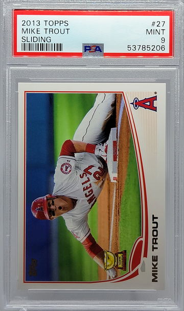 2013 TOPPS #27 MIKE TROUT SLIDING PSA 9
