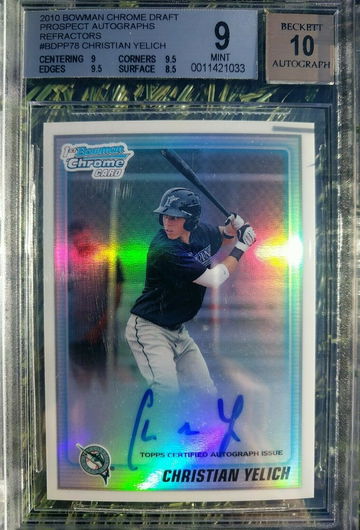 2010 Bowman Chrome Draft Prospect Refractor Christian Yelich RC Rookie BGS 9 