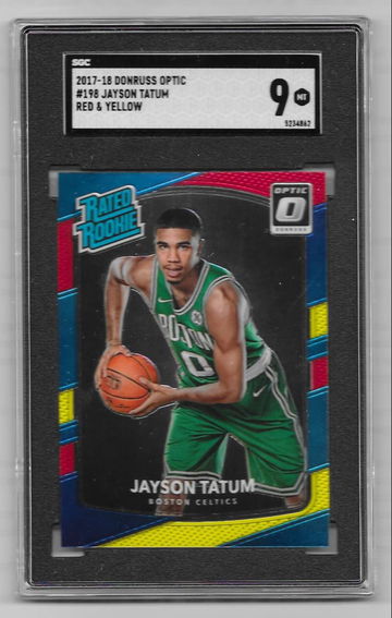 2017-18 Donruss Optic Jayson Tatum RC Red Yellow SGC 9
