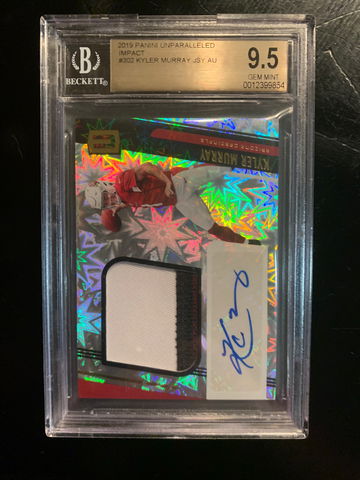 2019 Unparalleled Kyler Murray #302 Impact /75 JSY AU BGS 9.5 Gem Mt w/ 10 Auto