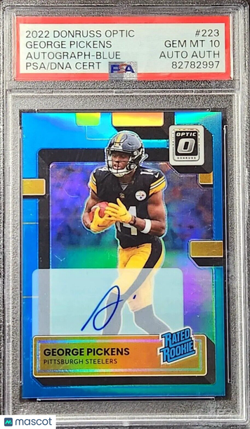 2022 Optic GEORGE PICKENS /99 Auto Aqua Prizm RC ROOKIE AUTOGRAPH PSA 10 POP 1/1
