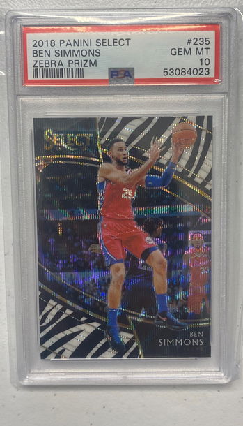 2018 Panini Select Zebra Prizm Courtside #235 Ben Simmons PSA 10