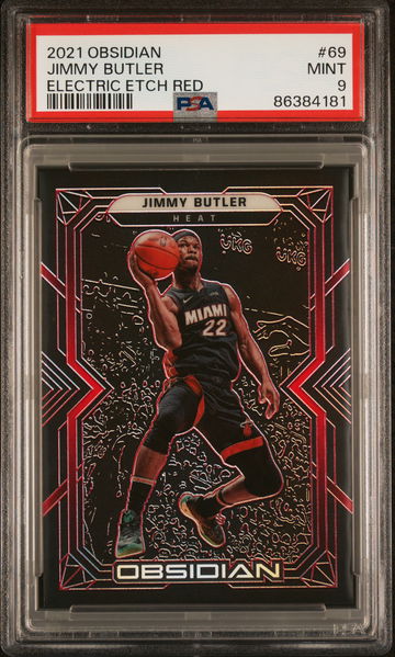 2021 Panini Obsidian Electric Etch Red Jimmy Butler #69 /5 PSA 9