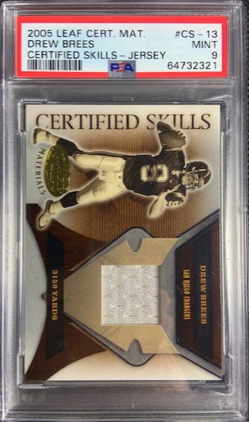 2005 Leaf Certified Materials Certified Skills CS13 Drew Brees Jersey /175 PSA 9 MINT POP 1