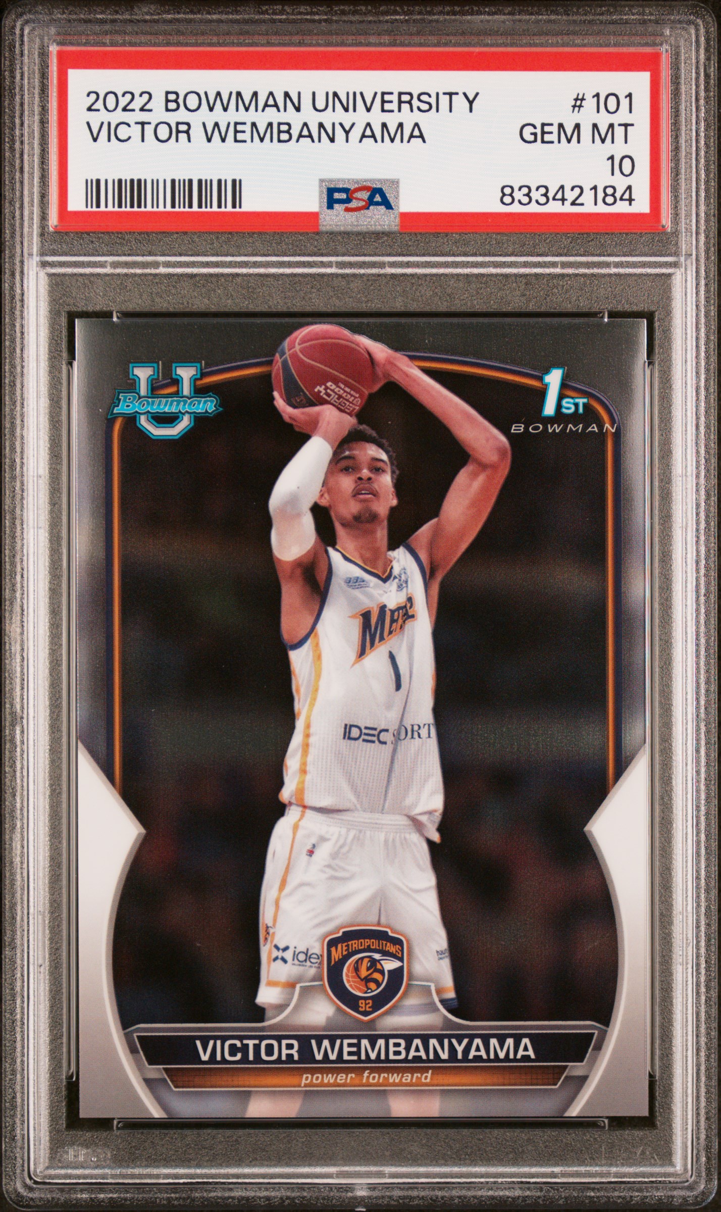 PSA 10 2022 Bowman Chrome University Victor Wembanyama Rookie RC #101