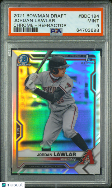 2021 Bowman Draft Jordan Lawlar #BDC194 Chrome Refractor PSA 9