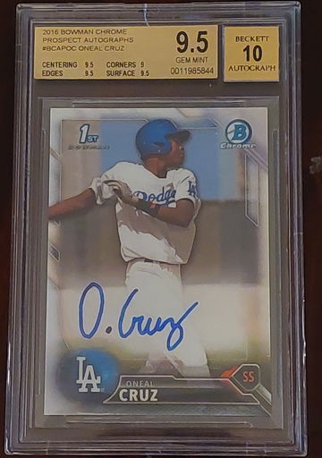 2016 Bowman Chrome Prospect Auto Oneal Cruz 9.5 10 Auto