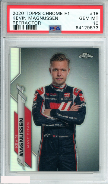 2020 TOPPS CHROME F1 KEVIN MAGNUSSEN #18 REFRACTOR HAAS F1 TEAM PSA 10 GEM MT