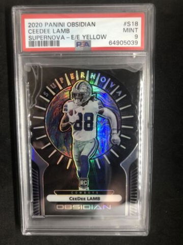CEEDEE LAMB 2020 Panini Obsidian  #S18 Supernova Rookie EE Yellow #/10  PSA 9
