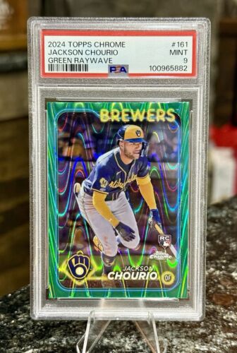 2024 Topps Chrome JACKSON CHOURIO RC #/99 GREEN RAYWAVE REF PSA 9 MINT Brewers