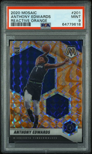 💎🏀 ANTHONY EDWARDS 2020 Panini Mosaic 201 🍊Orange Reactive  Rookie RC PSA 9🚨