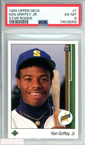 1989 UPPER DECK KEN GRIFFEY JR  #1 STAR ROOKIE RC SEATTLE MARINERS PSA 6 EX-MT