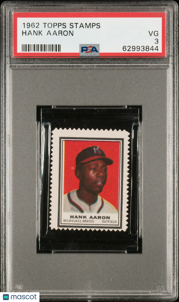 1962 Topps Stamps Baseball Hank Aaron PSA 3