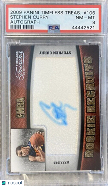 2009 Timeless Treasures Stephen Curry Rookie RC Auto /299 PSA 8 NM-MT #106