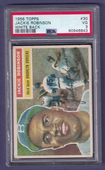 1956 Topps #30 Jackie Robinson White Back PSA 3