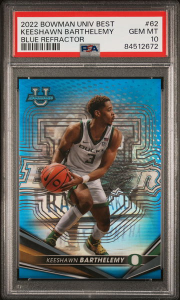 2022 Bowman U Best Blue Refractor Keeshawn Barthelemy #62 /150 PSA 10
