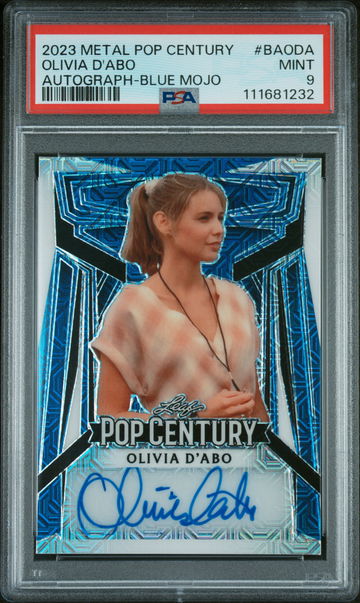 2023 Leaf Metal Pop Century Autograph Blue Mojo 1/1 Olivia D'Abo #BAODA PSA 9