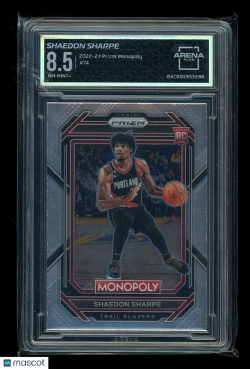 2023 2022-23 Panini Prizm Monopoly Shaedon Sharpe #74 RC Arena Club 8.5