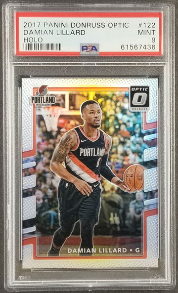 Damian Lillard 2017 Panini Dontruss Optic Silver Holo PSA 9 MINT