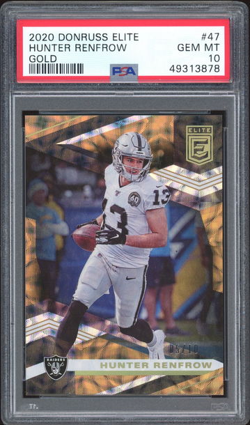 2020 Donruss Elite Hunter Renfrow Gold /10 psa 10