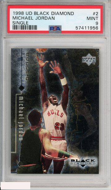 1998 UPPER DECK BLACK DIAMOND MICHAEL JORDAN #2 SINGLE HOF CHICAGO BULLS PSA 9