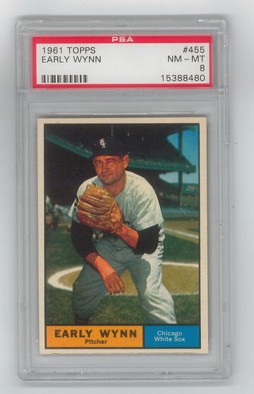 1961 TOPPS #455 EARLY WYNN PSA 8 NM - MINT