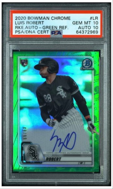 2020 Bowman Chrome Luis Robert Green Refractor /99 RC Auto PSA 10 Auto 10 POP 1