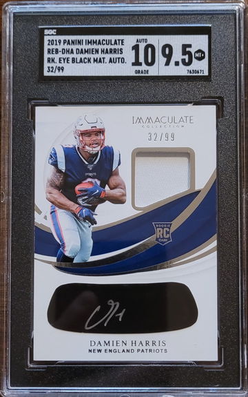 2019 Panini Immaculate Damien Harris Rookie Patch Auto - Eye Black /99 SGC 9.5/10
