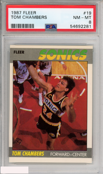 1987 FLEER TOM CHAMBERS SEATTLE SUPERSONICS #19 PSA 8 NM-MT