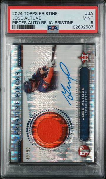 2024 Topps Pristine Pristine Pieces Autograph Relics #JA Jose Altuve Pieces Auto Relic-Pristine PSA 9