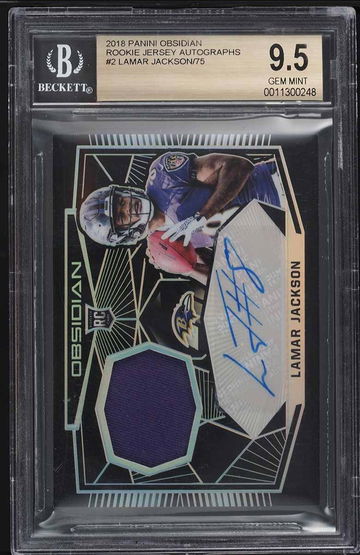 2018 Panini Obsidian Lamar Jackson ROOKIE PATCH AUTO 61/75 BGS 9.5 GEM MINT
