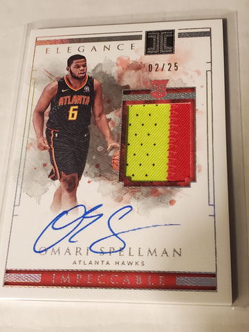 OMARI SPELLMAN 2018-19 IMPECCABLE ELEGANCE RELIC AUTO #'D 2/25