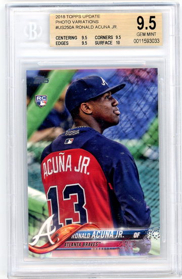 Ronald Acuna Jr 2018 Update Photo Variation Red Blue Jersey Rookie RC BGS 9.5 True Gem+