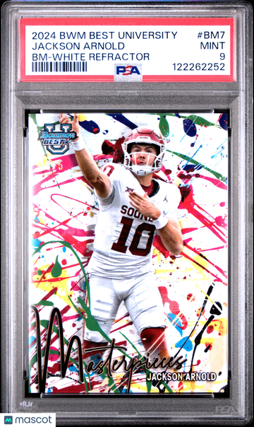 2024 Bowman Best University Bowman Masterpieces Jackson Arnold #BM7 BM White Refractor /5 PSA 9