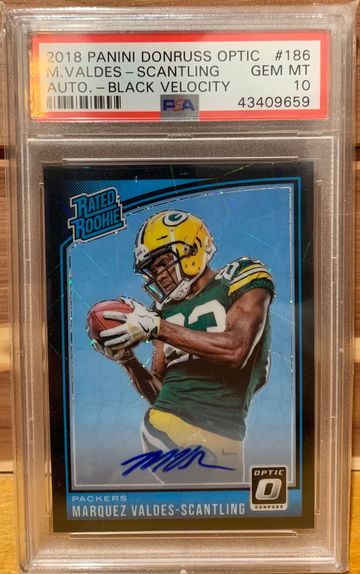 2018 Panini Donruss Optic Marquez Valdes-Scantling Auto PSA 10 1/1 GEM