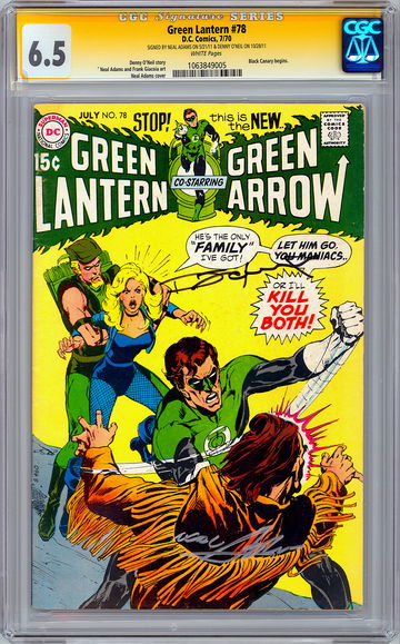 GREEN LANTERN #78 CGC-SS 6.5 SIG ORIG ARTIST/WRITER NEAL ADAMS DENNY O’NEIL 1970